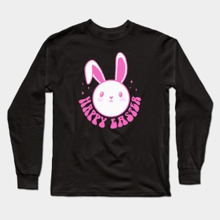 Happy easter a cute and groovy easter bunny for women Long Sleeve T-Shirt